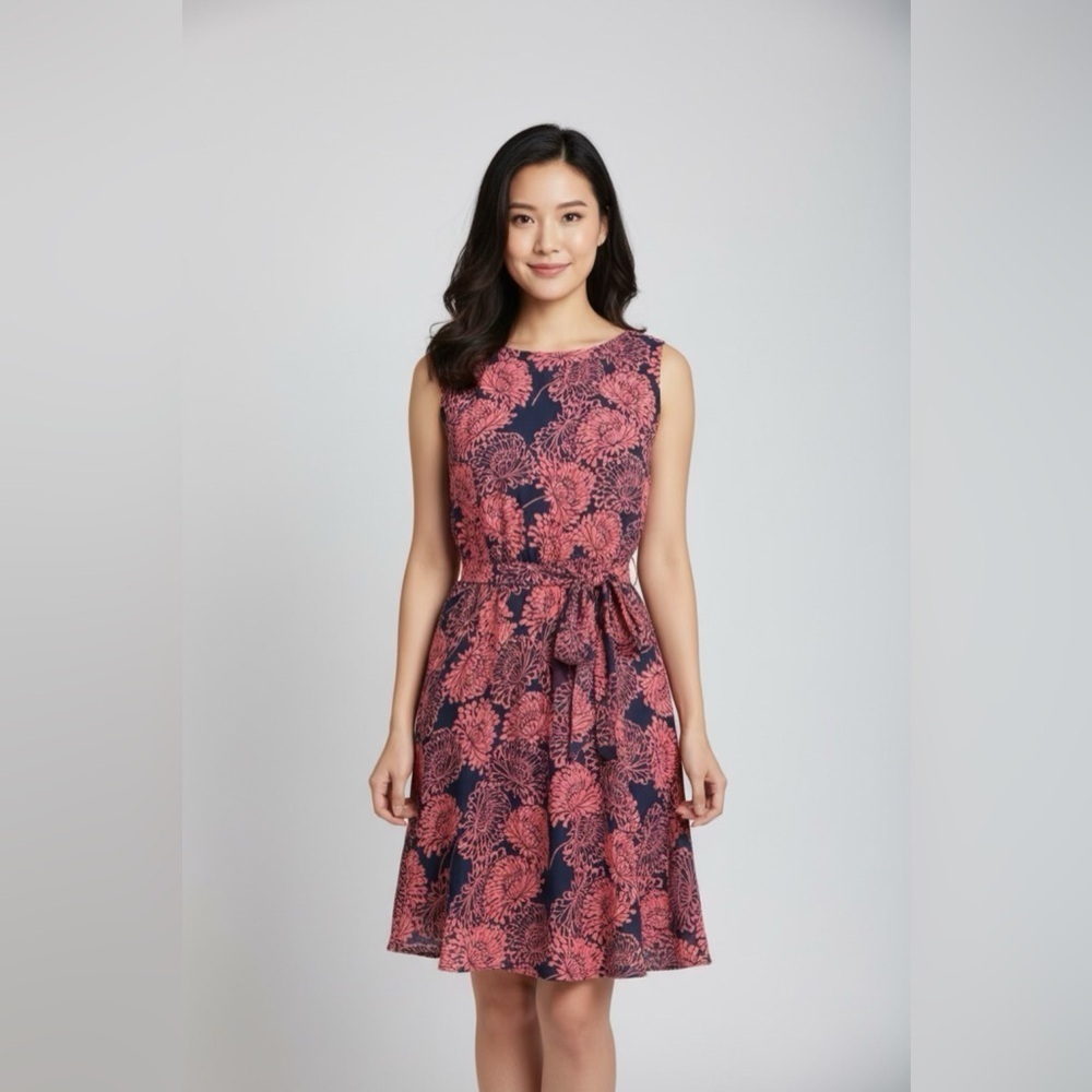 Banana Republic Women’s Floral Print Sleeveless Flowy Dress Red & Black Sz 6P